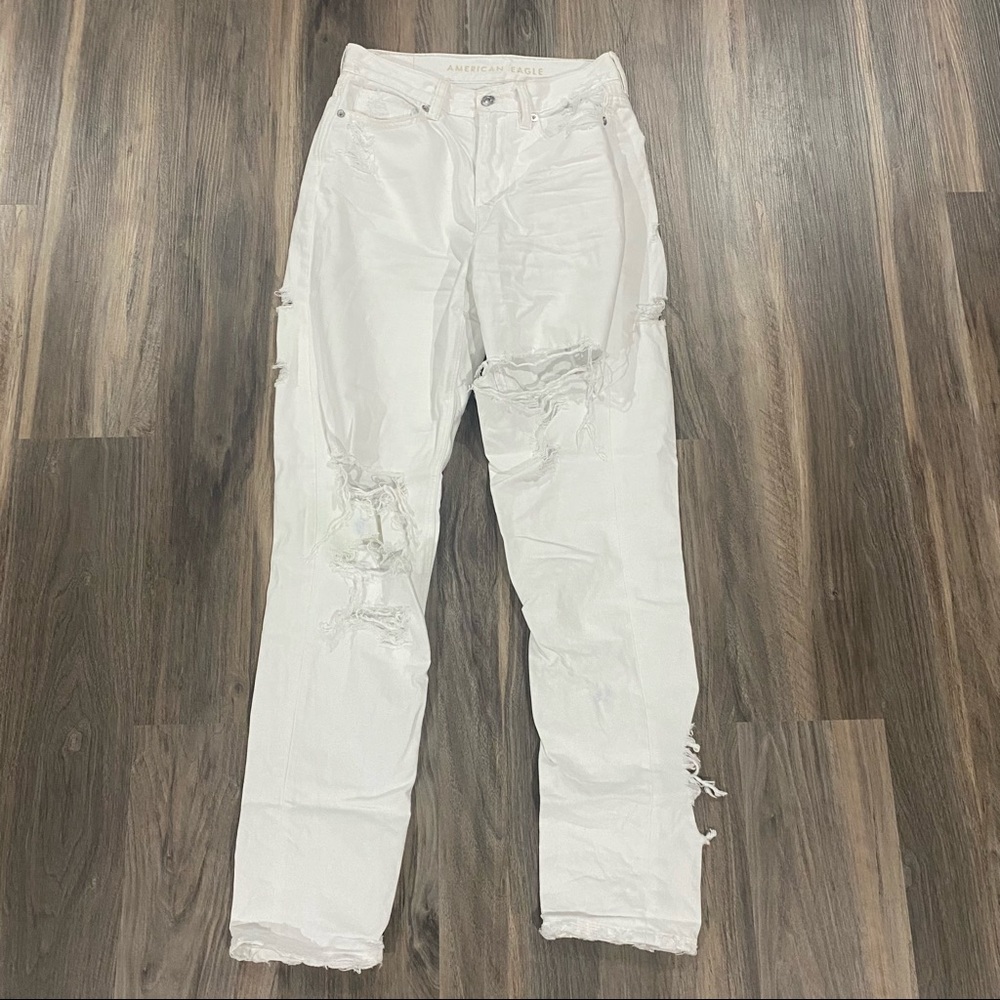 white ripped mom jeans